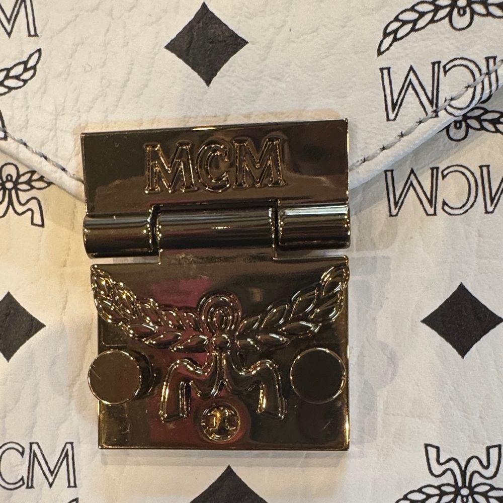 MCM Ivory Crossbody Bag with Logo Print - Picture 3 of 13